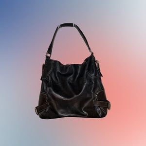 Vintage Michael Kors Large Black Leather Shoulder Bag